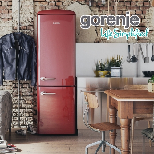瑞典賽寧ASKO歌蘭尼Gorenje-ONRK193R酒紅色-獨立式復古冰箱電壓V220產品圖